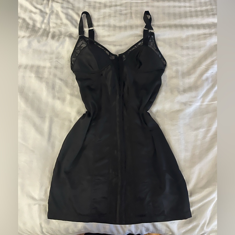 SATIN SILK CORSET LACE BLACK DRESS